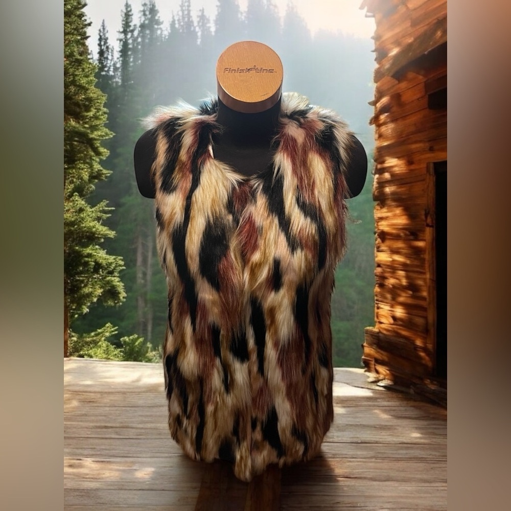 Miami Multicolor Faux Fur Vest with hook closures